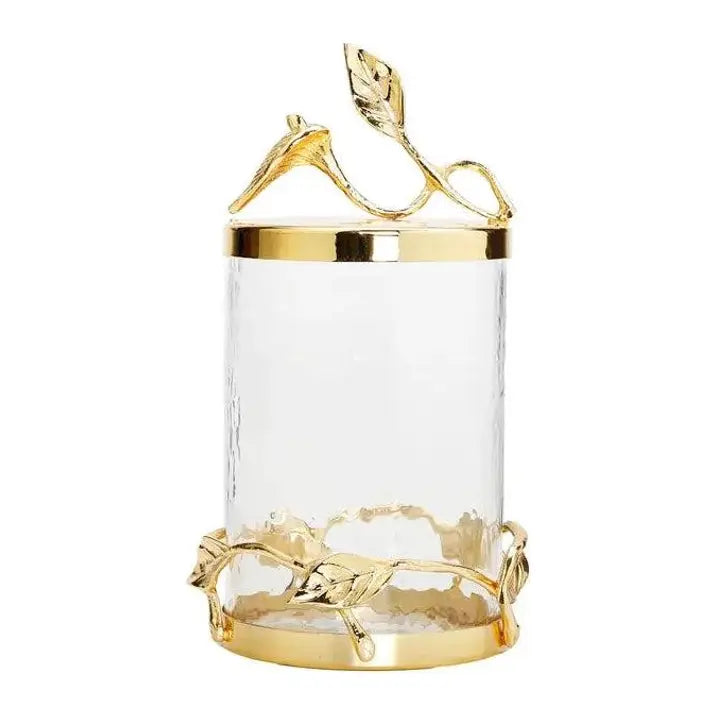 Glass Canister Set with Gold Leaf Lids