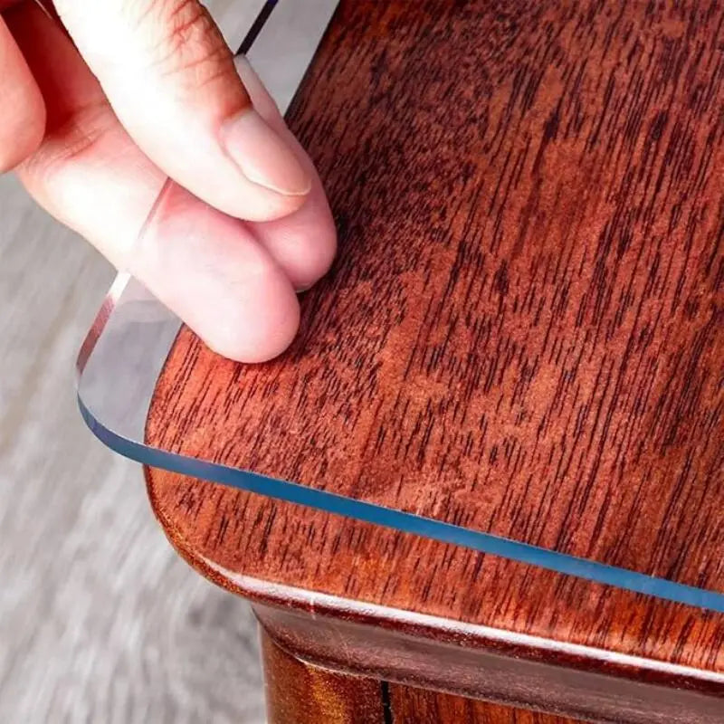 Clear Rounded-Corner Plastic Desk Cover for Wood Tables