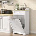 White Wooden Kitchen Cabinet with Tilt-Out Bin