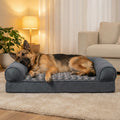 Grey Bolster Sofa-Style Dog Bed