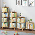 Round Rotating Wooden Bookshelf with Slim Legs