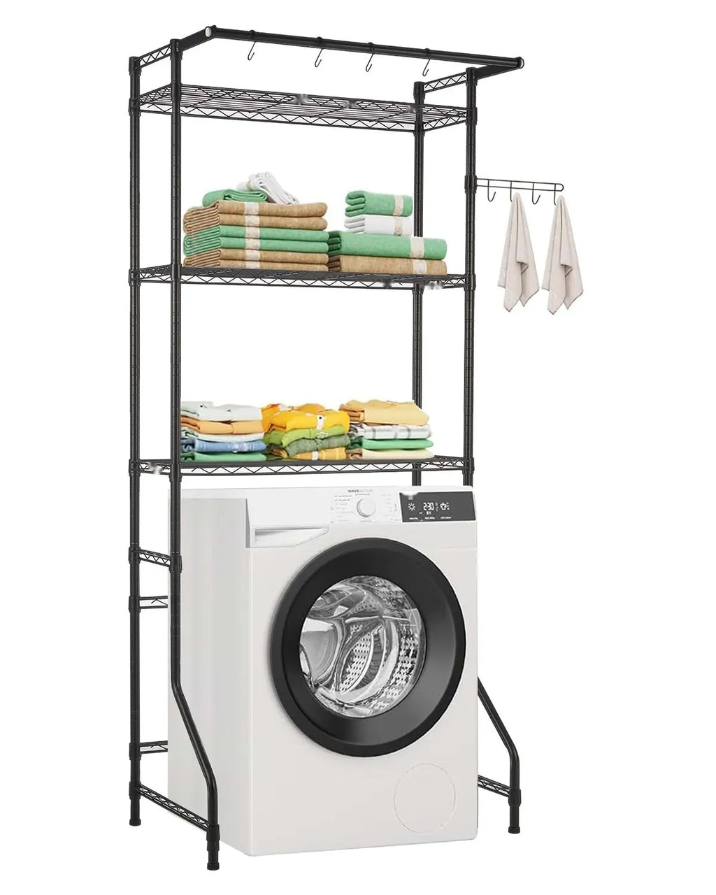 Black Metal Three-Tier Rack for Over Washer