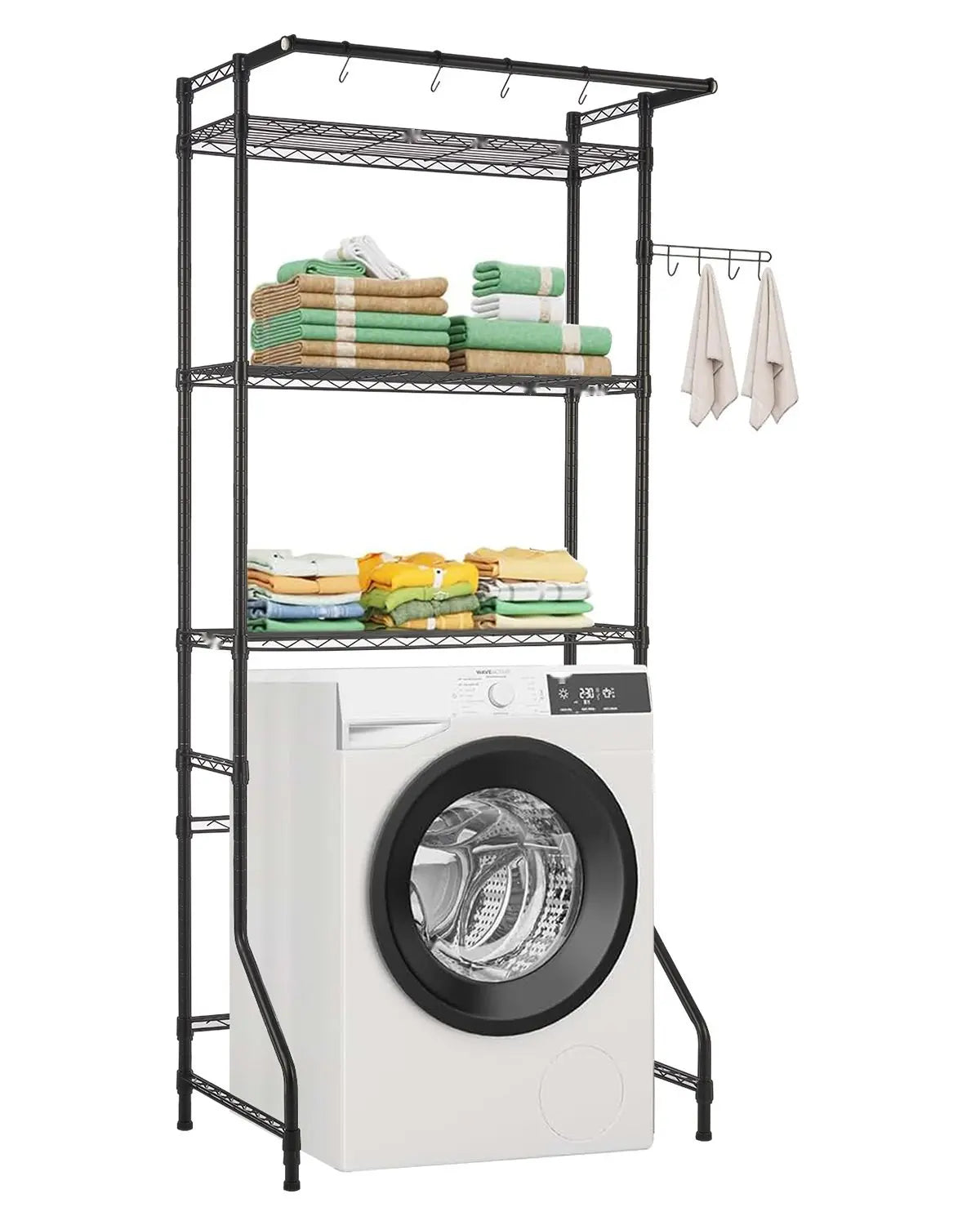 Black Metal Three-Tier Rack for Over Washer