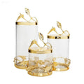 Glass Canister Set with Gold Leaf Lids