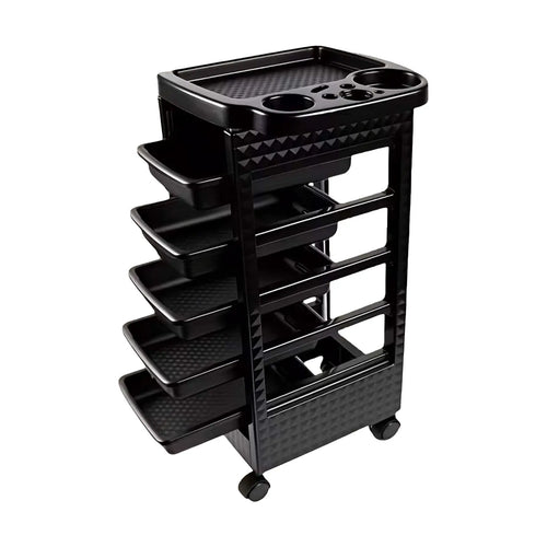 Black Rolling Cart with Five Drawers