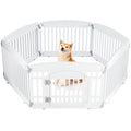 White Six-Panel Plastic Pet Playpen with Gate