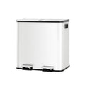 Brushed Steel Dual-Compartment Pedal Trash Can
