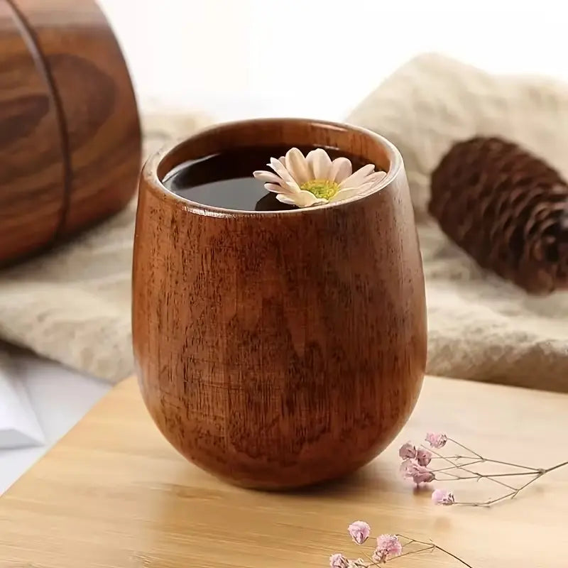 Smooth Polished Wooden Drinking Cups, Set of Four