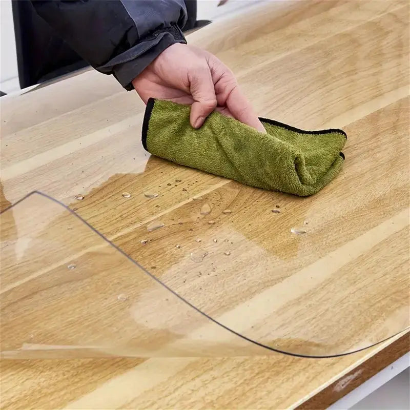 Clear Rounded-Corner Plastic Desk Cover for Wood Tables