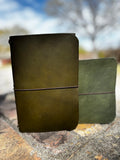 Olive Green Leather Notebook Cover with Elastic Band
