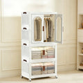 White Stackable Wardrobe with Clear Doors
