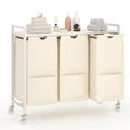 Three Bag Rolling Laundry Sorter with Shelf