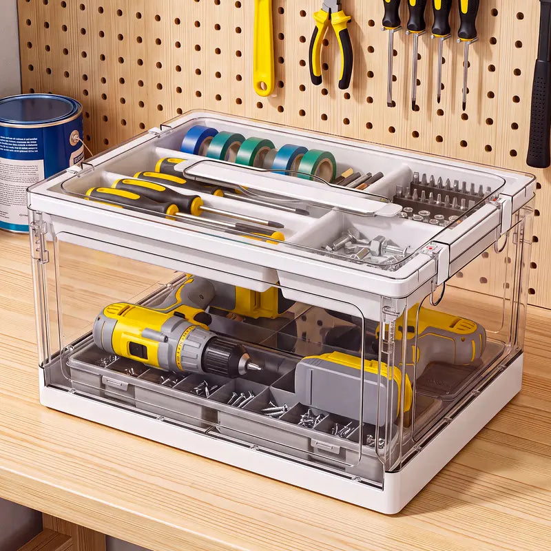 Clear Stackable Storage Bins with Lids and Trays