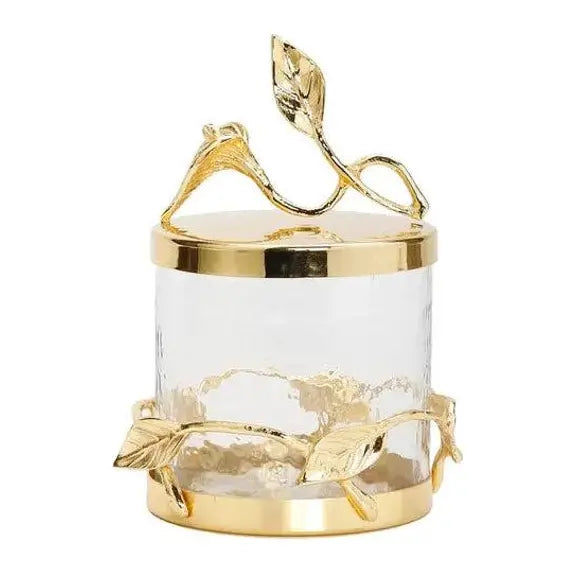 Glass Canister Set with Gold Leaf Lids
