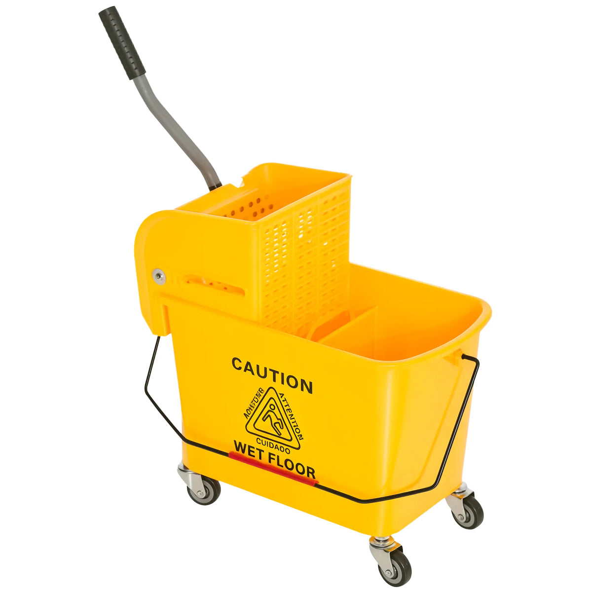 Yellow Mop Bucket With Side Press Wringer