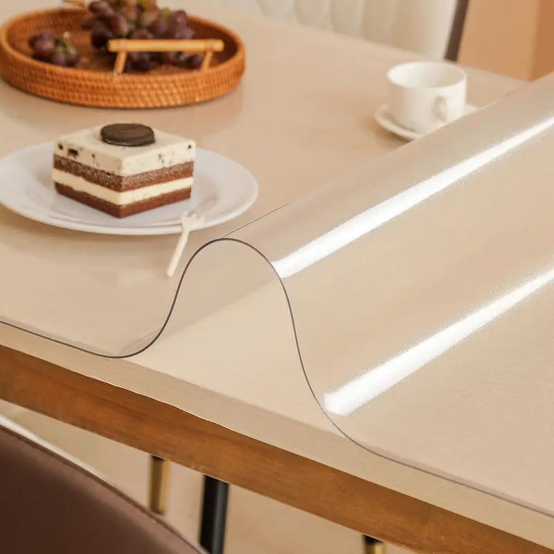 Clear Rounded-Corner Plastic Desk Cover for Wood Tables