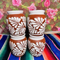 Terracotta Clay Cups with White Painted Floral Pattern