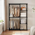 Freestanding Black Metal Garment Rack with Shelves