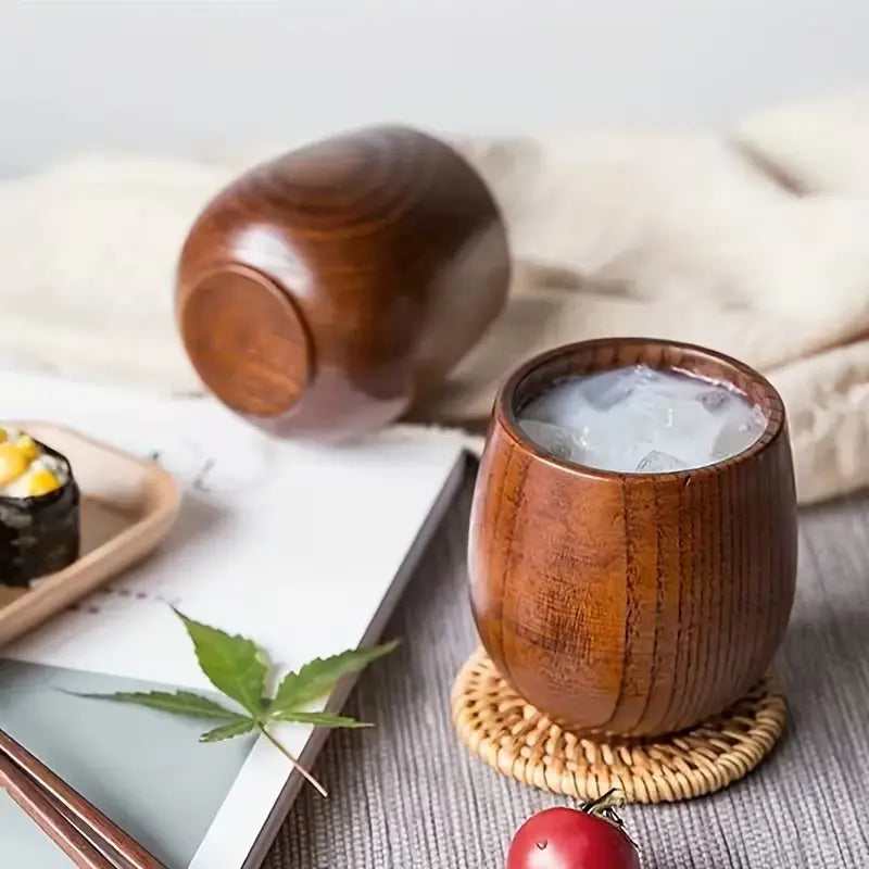 Smooth Polished Wooden Drinking Cups, Set of Four
