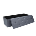 Long Gray Tufted Folding Storage Bench Ottoman