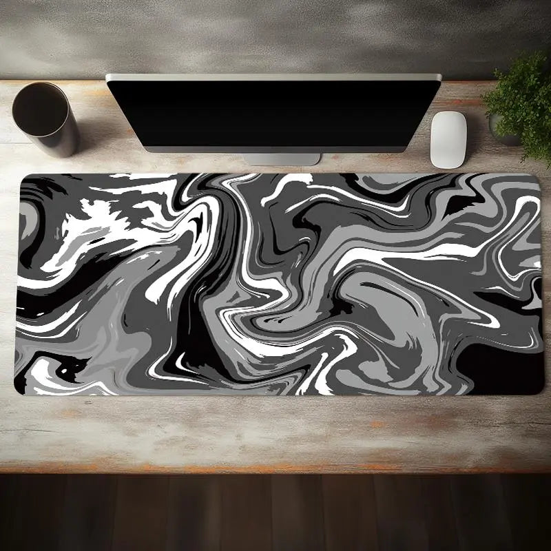 Large Gray Marble Swirl Desk Mouse Pad