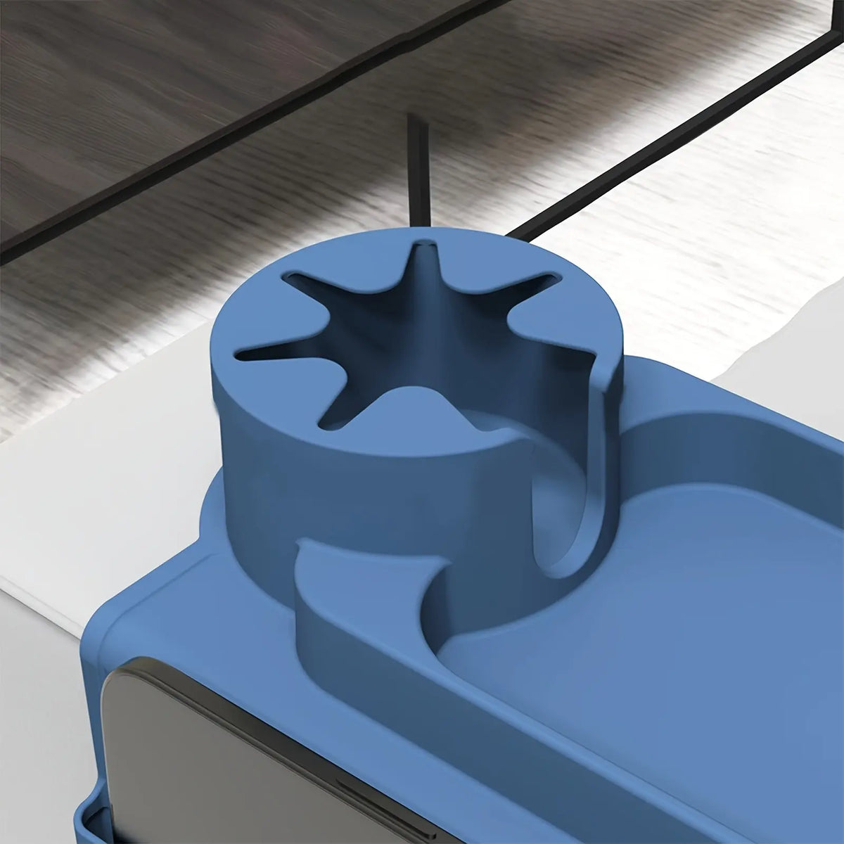 Blue Silicone Sofa Armrest Tray with Pockets
