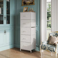 Tall Five-Drawer Fabric Dresser with Metal Frame