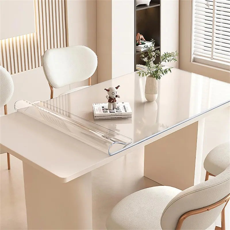 Clear Rounded-Corner Plastic Desk Cover for Wood Tables