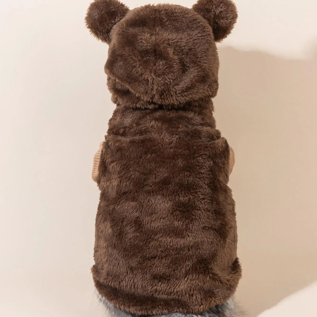 Brown Plush Bear-Ear Hooded Pet Vest
