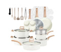Cream Speckled Nonstick Cookware Set with Utensils