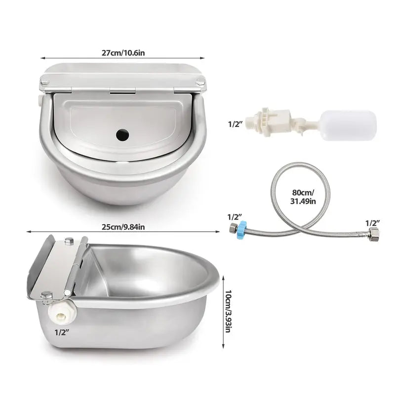 Stainless Steel Pet Water Bowl with Float Valve