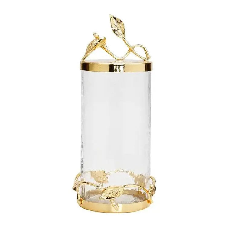 Glass Canister Set with Gold Leaf Lids