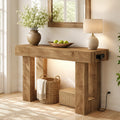 Rustic Wood Console Table with Open Lower Space