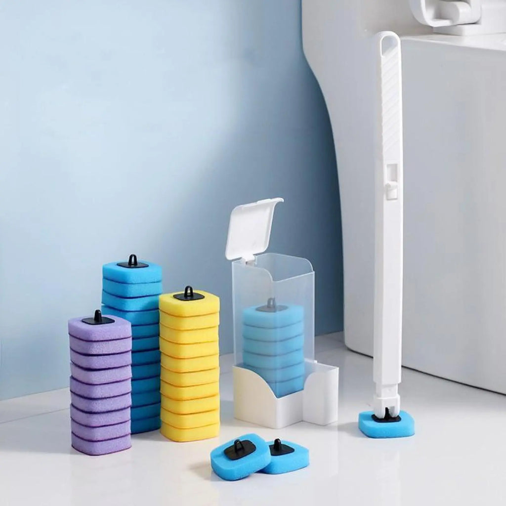 Toilet Brush Handle with Disposable Sponge Heads