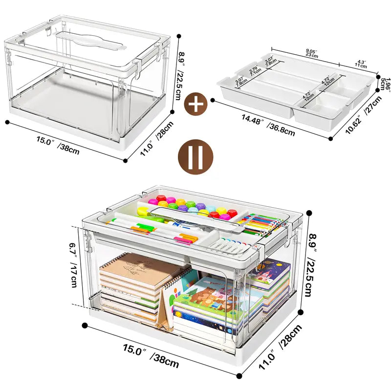 Clear Stackable Storage Bins with Lids and Trays