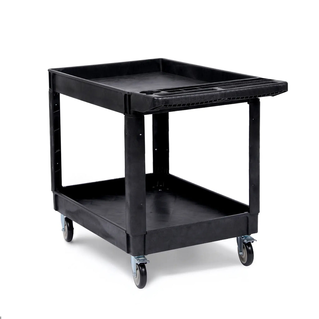 Black Two-Tier Rolling Utility Cart