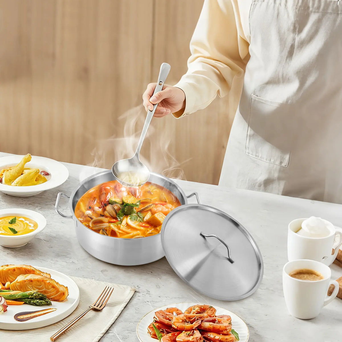 Brushed Stainless Steel Stockpot with Lid