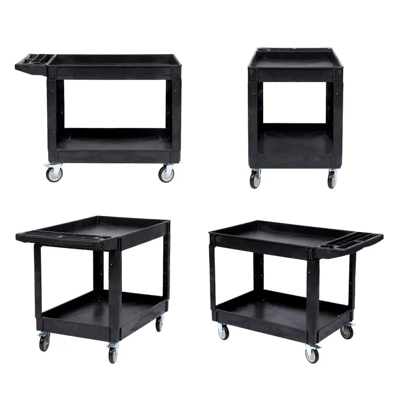 Black Two-Tier Rolling Utility Cart
