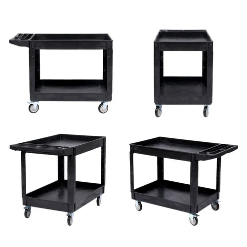 Black Two-Tier Rolling Utility Cart