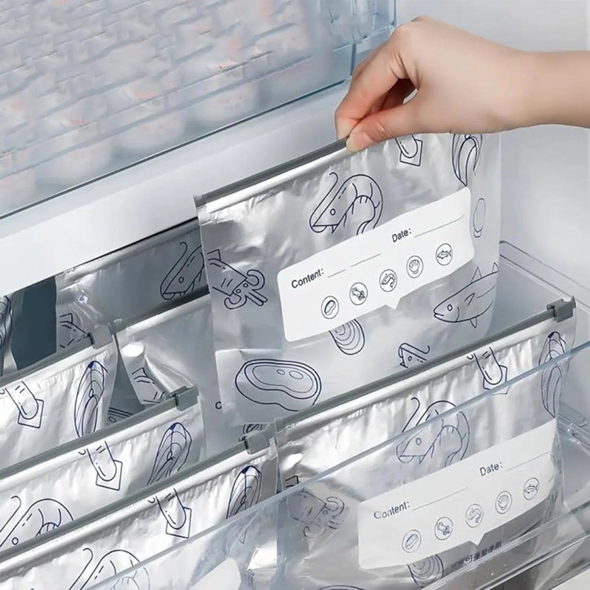 Silver Foil Zip Storage Bags with Label Panels