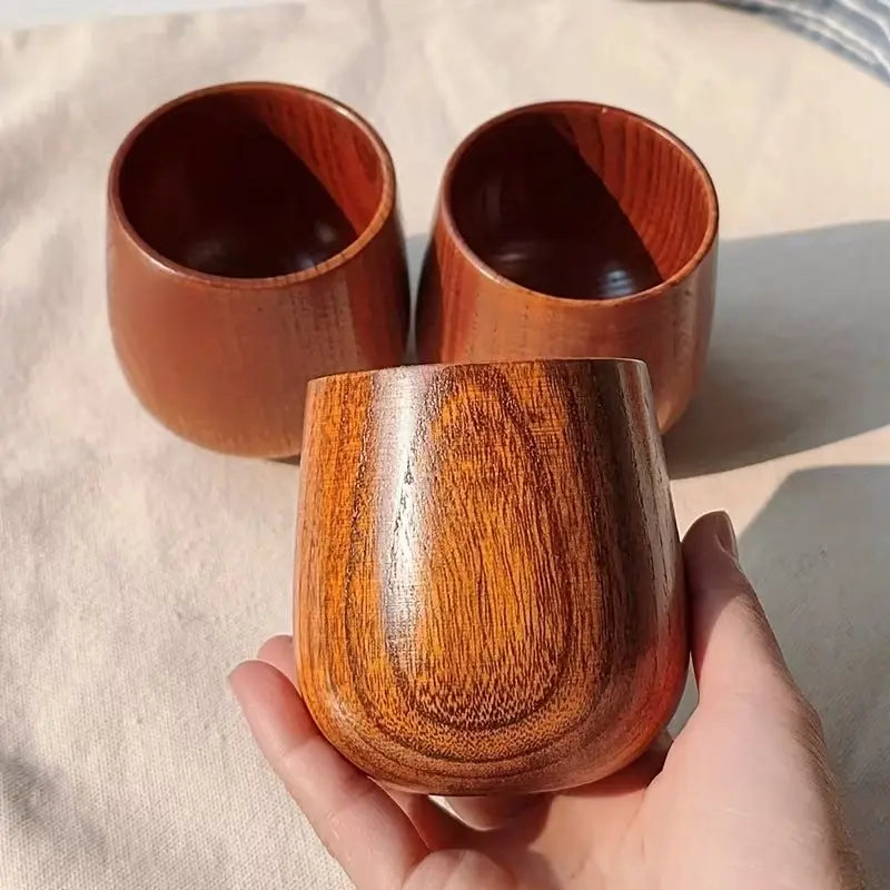 Smooth Polished Wooden Drinking Cups, Set of Four
